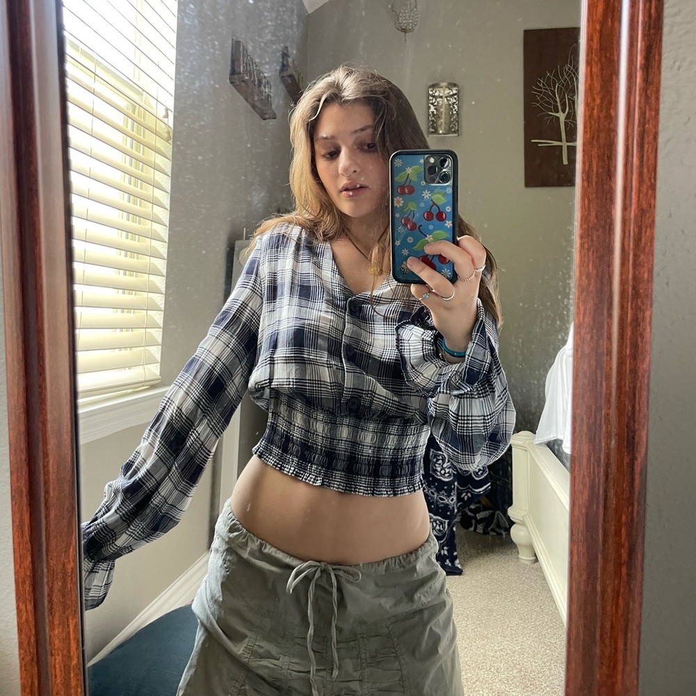 Black and White Plaid Blouse
